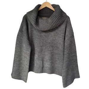 J.ING Chunky Heavy Knit Gray Cowl Neck Sweater, M/L